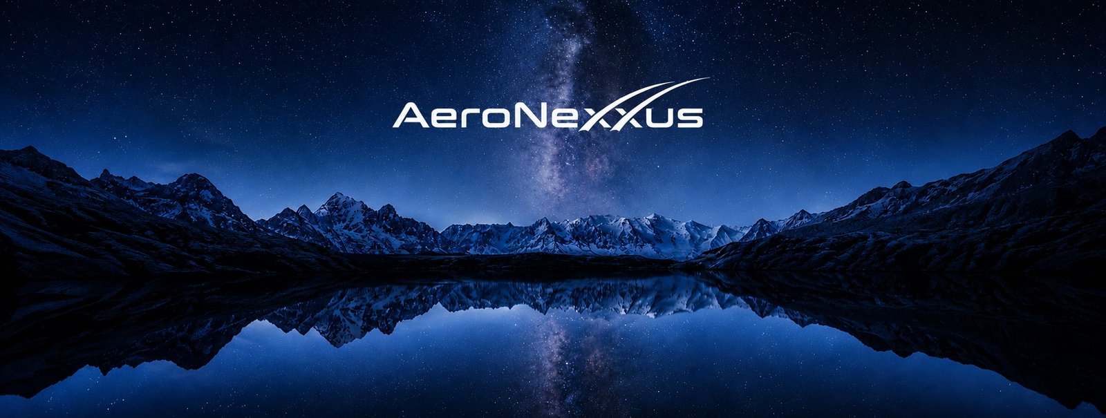 AeroNexxus&trade; logo over a night mountain landscape and star field